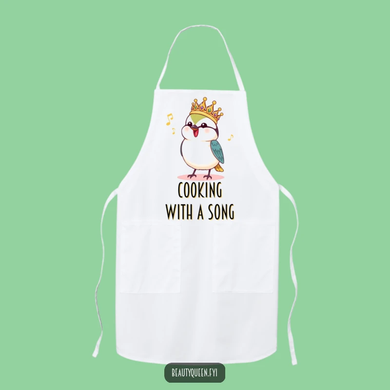 Funny Chickadee Chef Apron: Royal Singing Bird Kitchen Gift