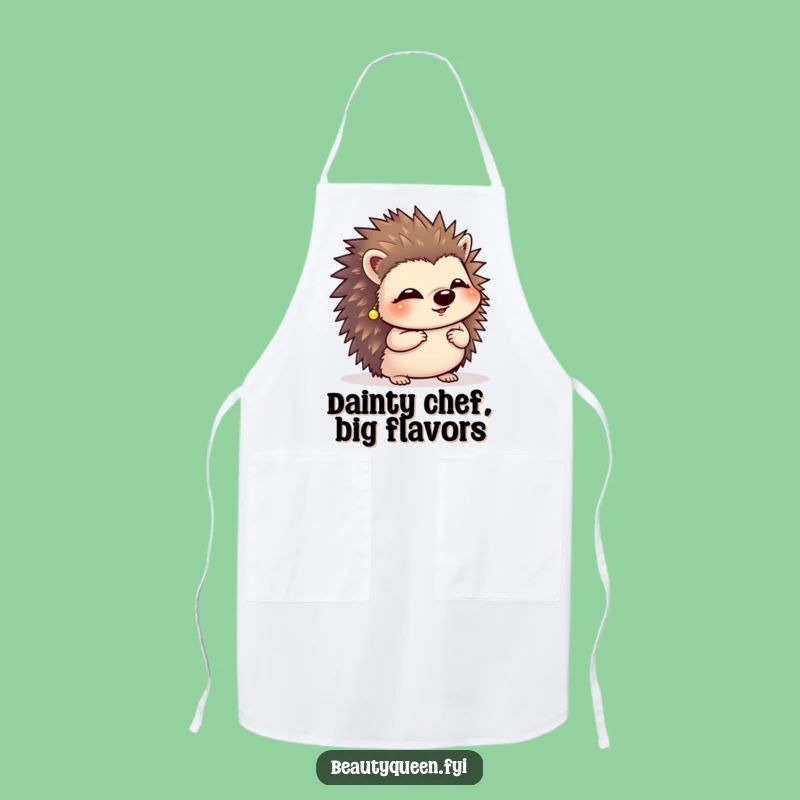 Funny Giggling Hedgehog Apron: Kitchen Curtsy Wear with Tiny Earrings, Perfect Gift!