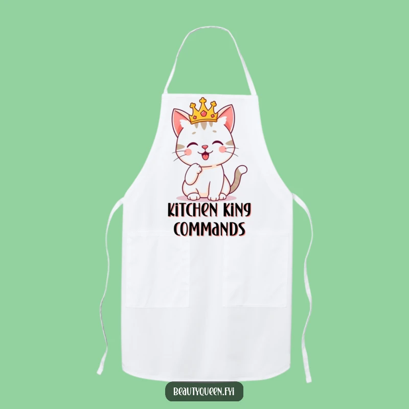 Funny Crowned Cat Apron: Cook with Royal Elegance