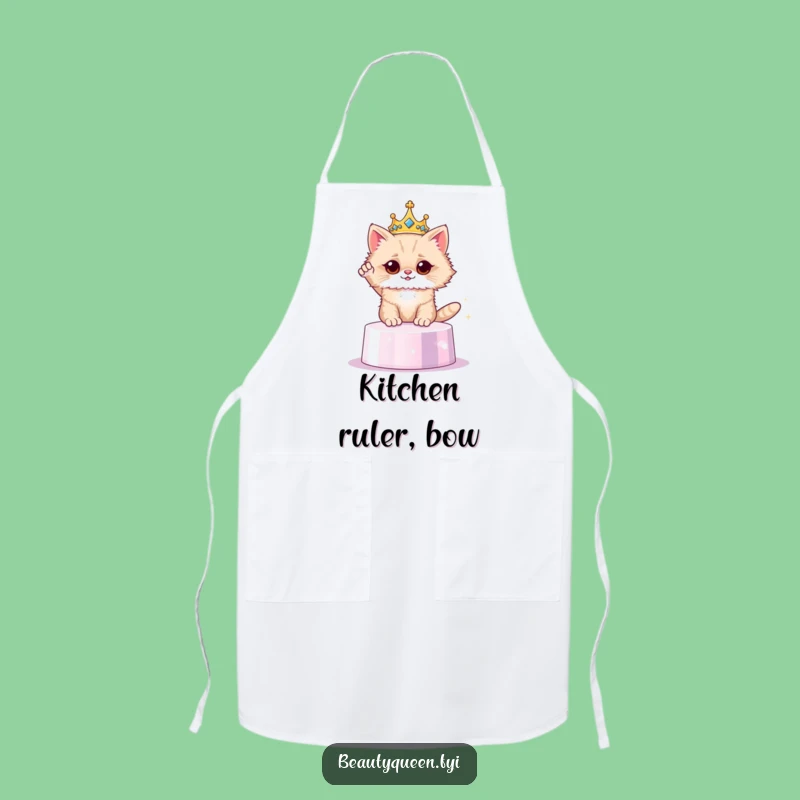 Funny Cat Crown Apron - Royal Chef Feline Kitchen Wear - Hilarious Cooking Gift