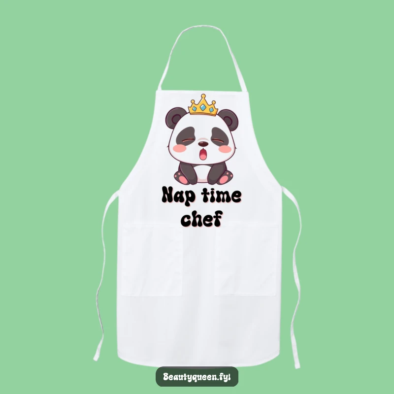 Funny Sleepy Panda Tiara Apron: Hilarious Kitchen Wear for Relaxed Cooks, Gift!