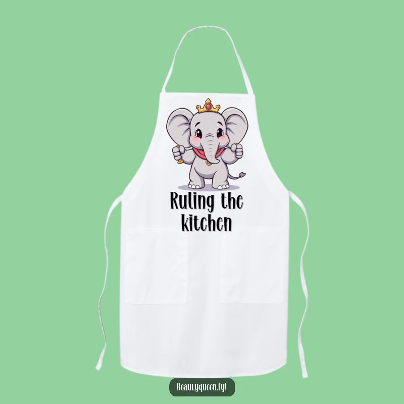 Funny Elephant Pose Apron: Royal Scepter Kitchen Gift for Commanding Cooks