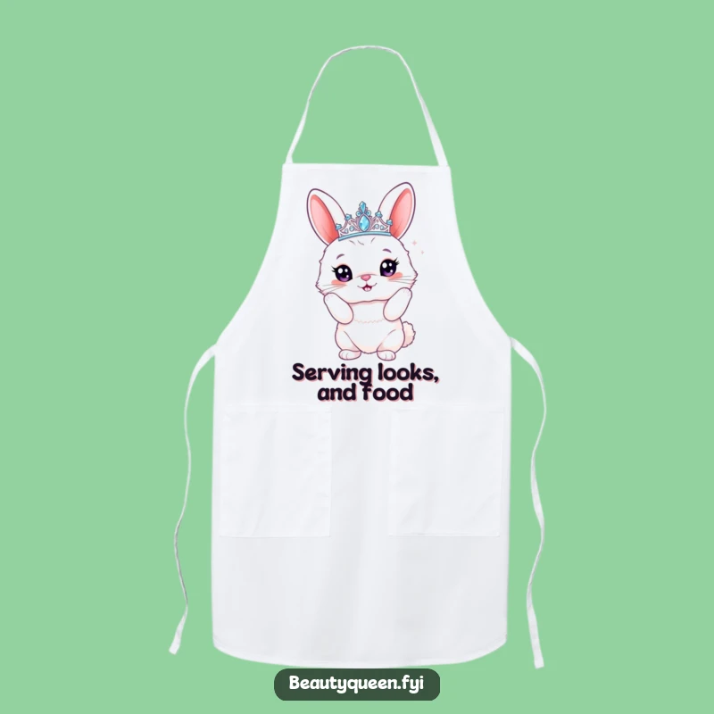 Funny Bunny Tiara Apron: Sparkly & Proud Chef Rabbit Kitchen Funny Gift