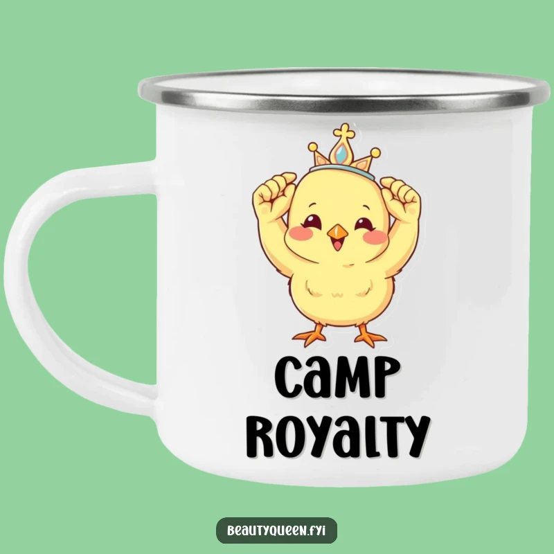Funny Chick Tiara Camping Mug: Cheerful Peep Adventure - Outdoor Gift
