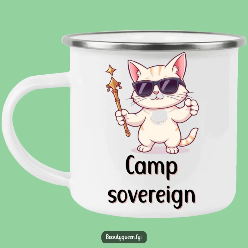Funny Cat Camping Mug: Durable Cool Sunglasses Cup for Adventures