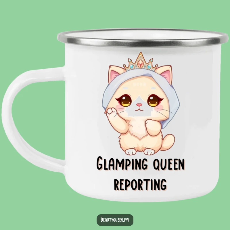 Funny Fluffy Cat Bride Camping Mug: Regal & Hilarious Gift for Outdoorsy Queens!