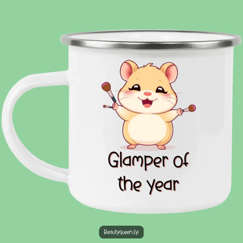 Funny Hamster Makeup Artist Camping Mug - Durable and Hilarious Outdoor Gift