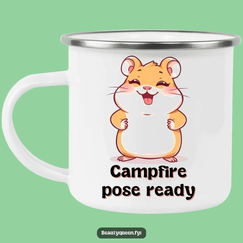 Funny Hamster Pose Camping Mug: Giggling Paws Outdoor Gift for Cheerful Campers