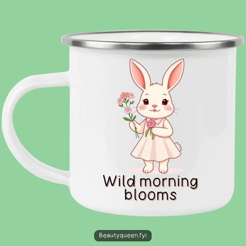 Funny Rabbit Sparkle Dress Camping Mug - Outdoor Floral Humor Gift