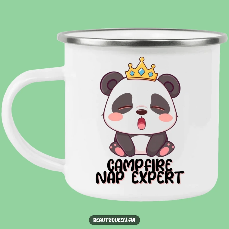 Funny Sleepy Panda Tiara Camping Mug: Cozy & Hilarious Gift for Outdoor Snoozers!
