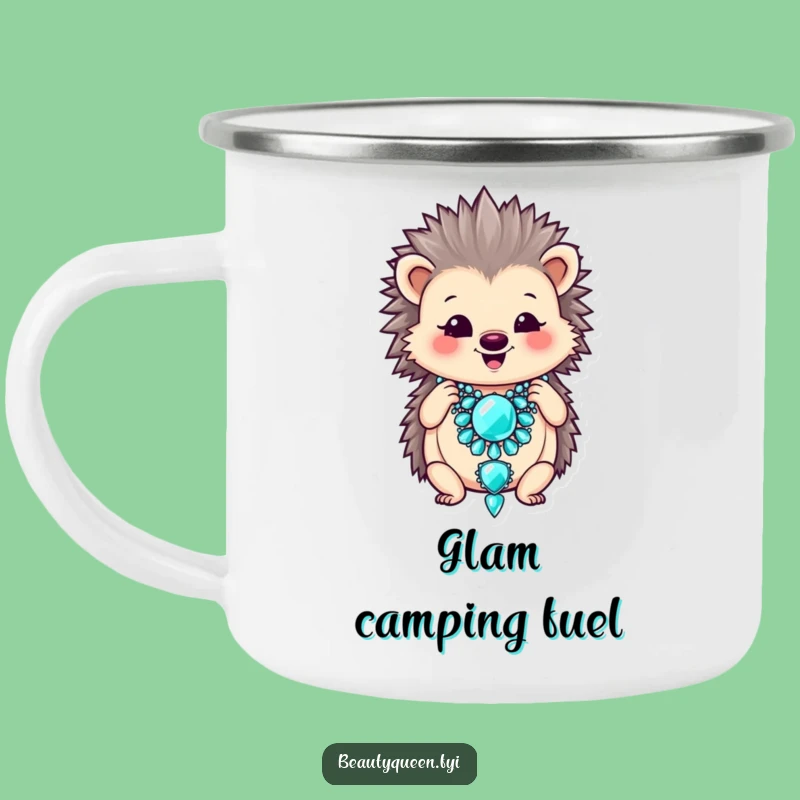 Funny Hedgehog Necklace Camping Mug: Glam Camping Brew, Hilarious Gift