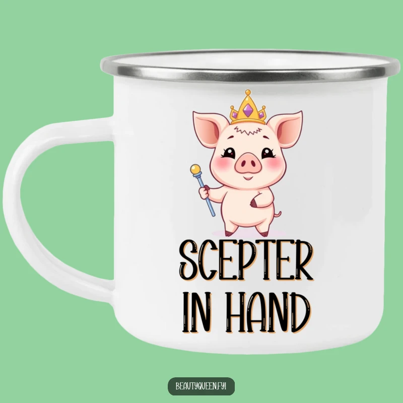 Funny Piglet Tiara Camping Mug: Regal Porker Outdoors, Durable & Hilarious Adventure Gift