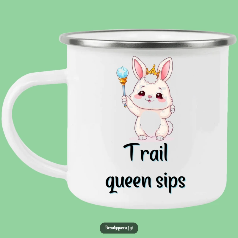 Funny Bunny Tiara Scepter Camping Mug: Magical Sips Under the Stars