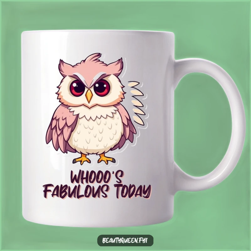 Funny Chic Owl Mug: Confident Feathered Boa Fashionista Owl Drinkware, Perfect Gift!