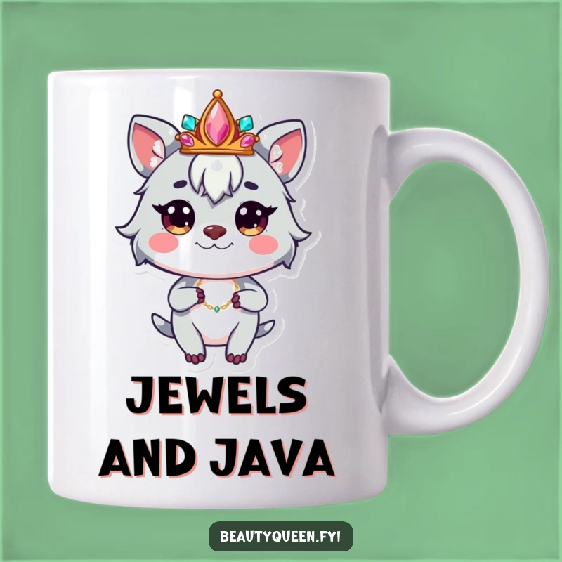 Funny Confident Crown Animal Mug - Whimsical Jeweled Style Gift