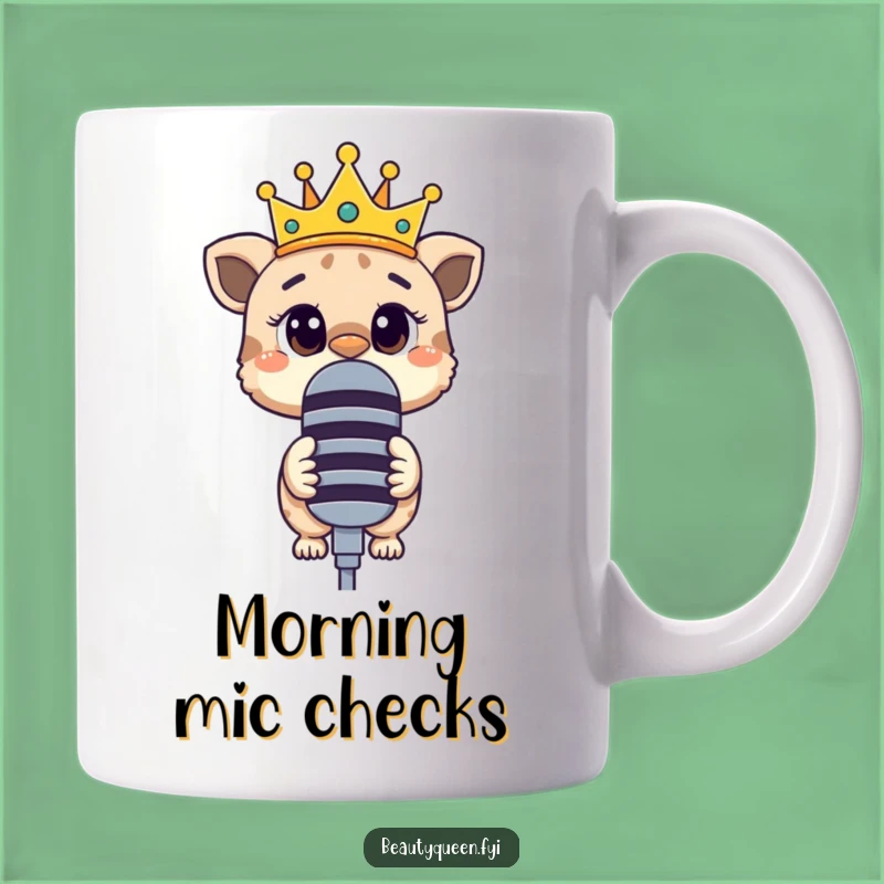 Funny Curious Animal Microphone Mug: Crown askew, perfect quirky gift