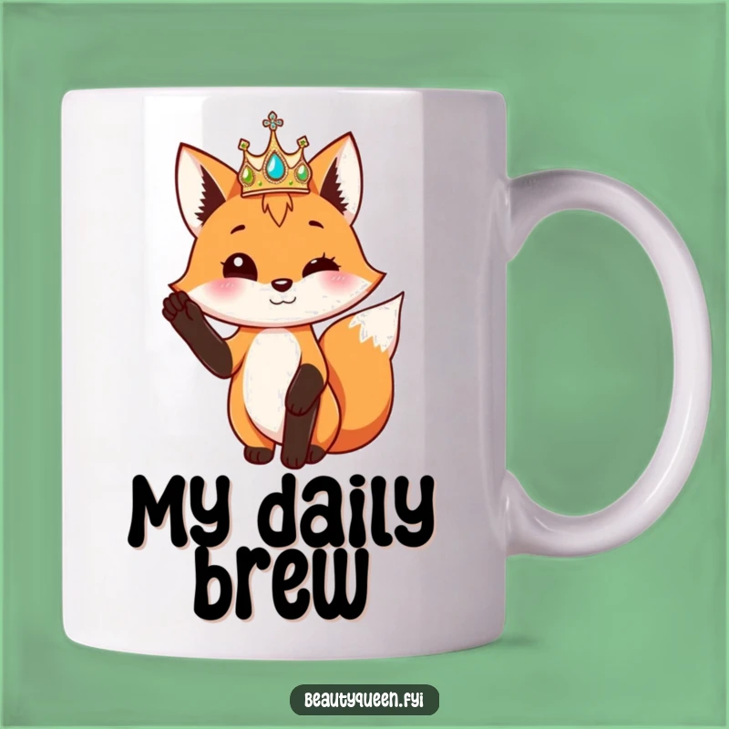 Funny Fox King Mug: Regal Crown & Pose, Perfect Funny Gift for Leaders
