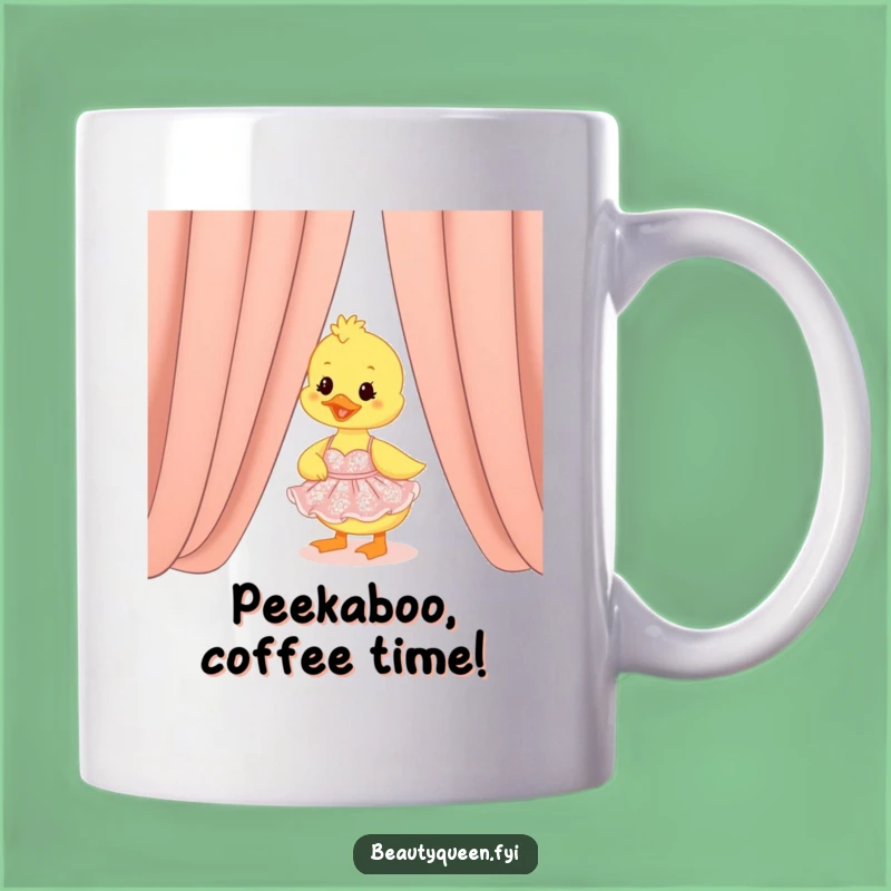 Funny Duckling in Shimmering Dress Mug: A Hilarious Peek Funny Gift!