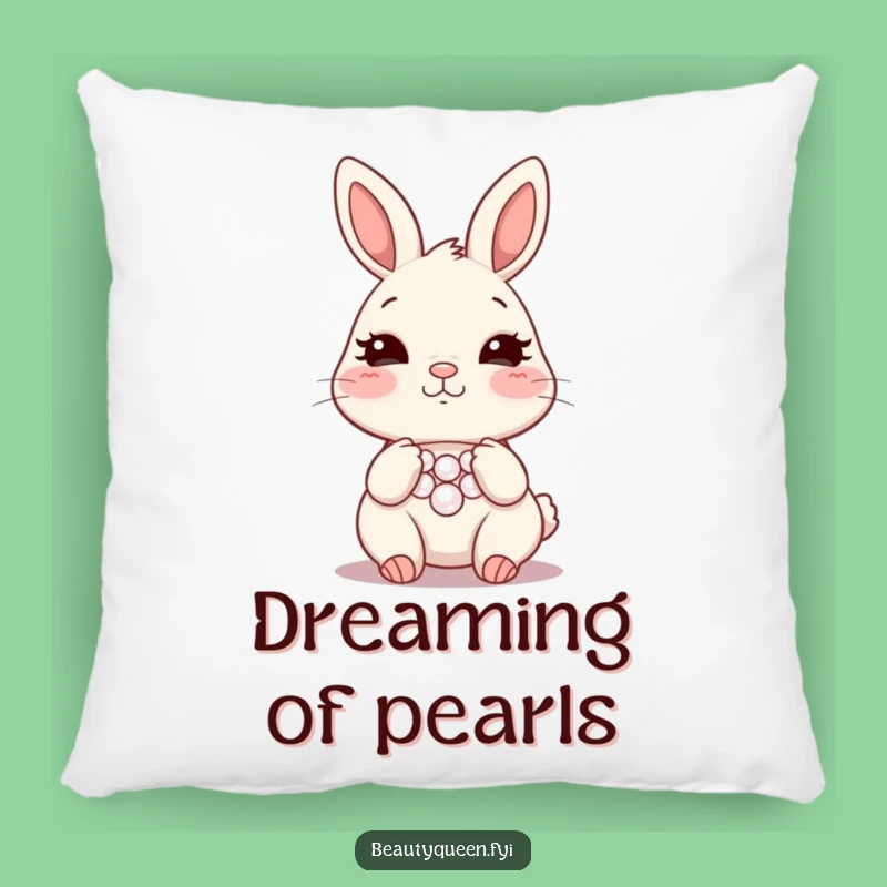 Funny Bunny Necklace Pillow - Blushing Rabbit Cushion - Cozy & Humorous Accent