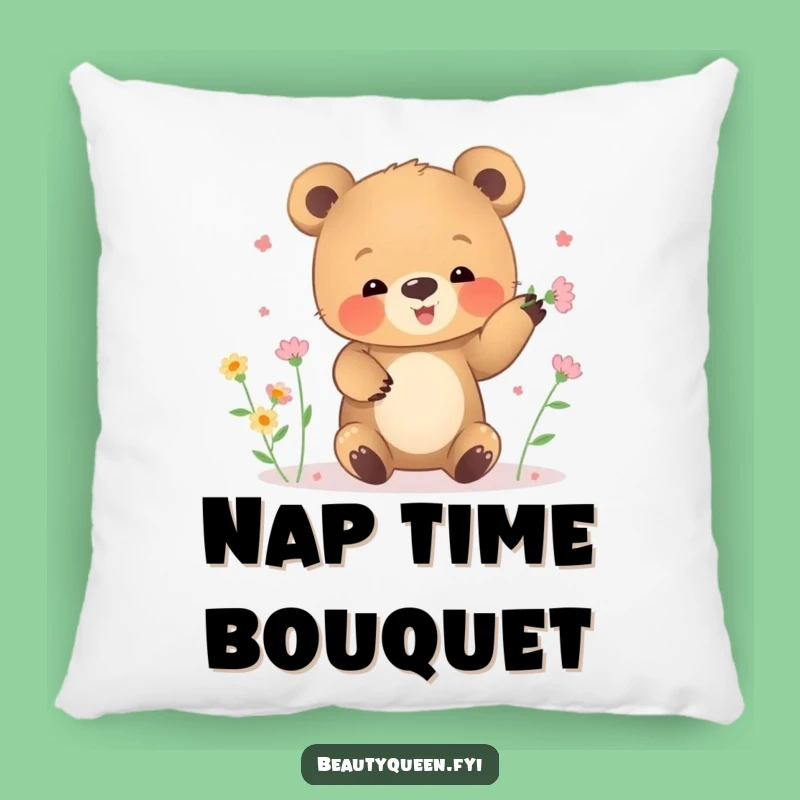 Funny Bear Cub Flower Juggling Pillow: Soft Cuddles, Hilarious Decor