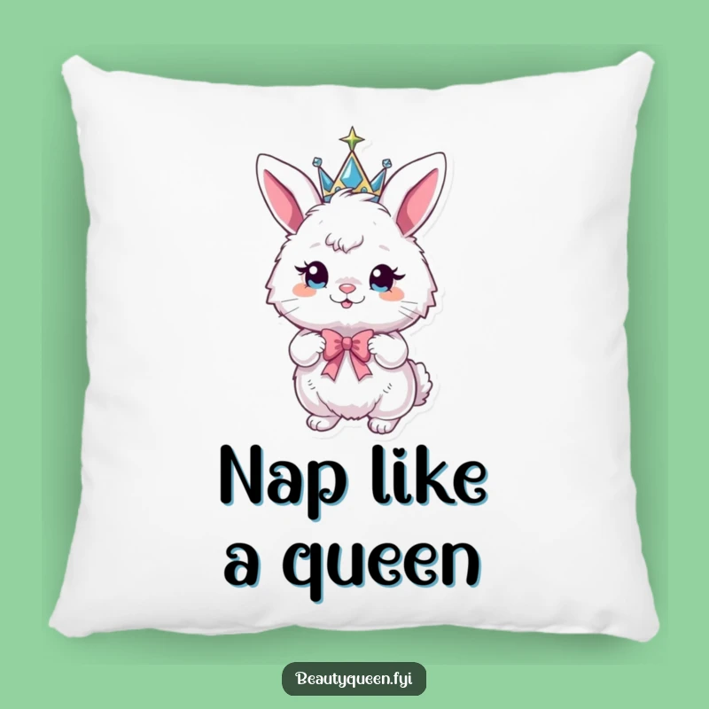 Funny Bunny Crown Pillow - Cozy Humorous Accent for Royal Comfort