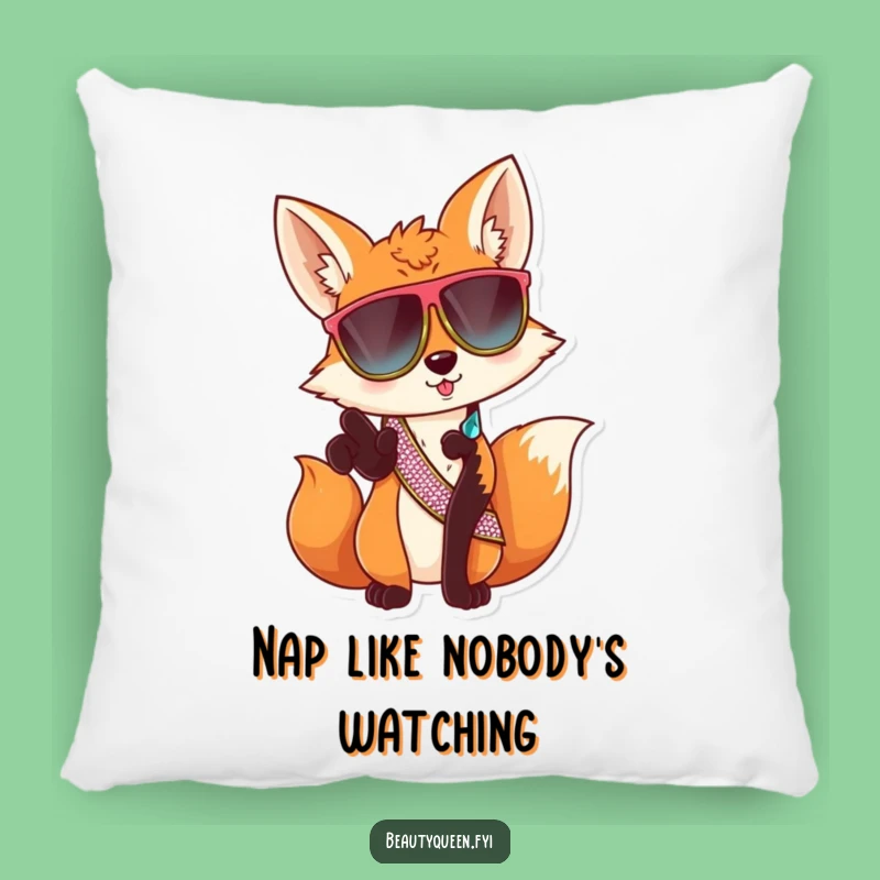 Funny Fox Sunglasses Pillow - Sassy Animal Cushion - Cozy & Humorous Accent
