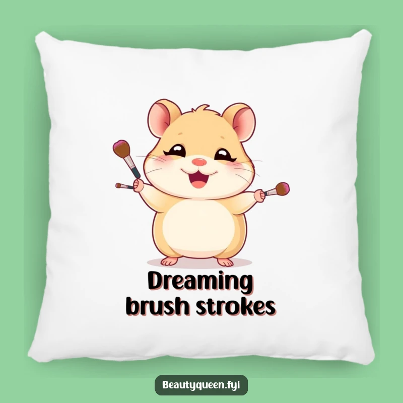 Funny Hamster Makeup Artist Pillow - Comfy and Hilarious Decor