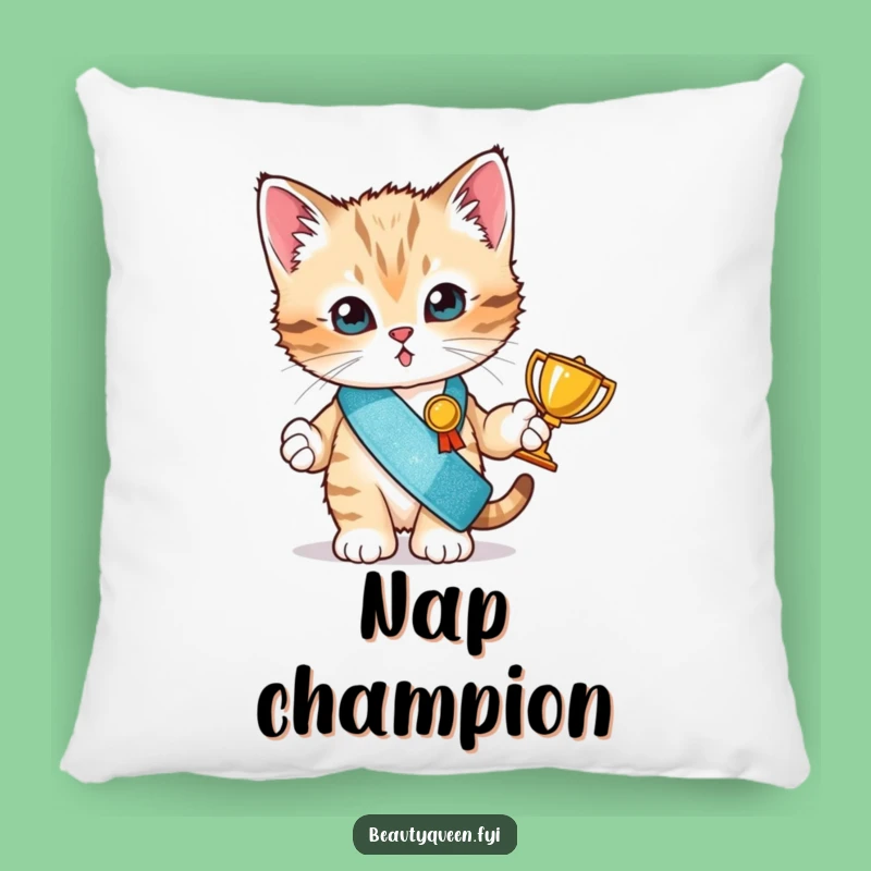 Funny Kitten Champion Pillow: Cozy Tiny Winner Trophy Plush - Sweet Gift