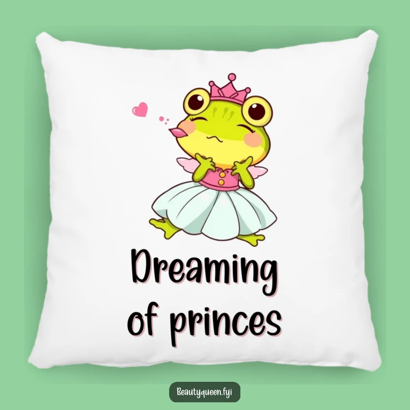 Funny Princess Frog Kiss Pillow: Cozy & Comical Fairy Tale Accent Pillow Gift