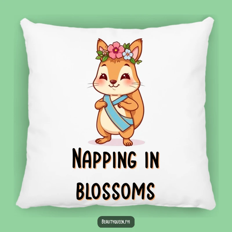 Funny Squirrel Flower Crown Pillow: Cozy Confident Strutter, Soft & Hilarious Home Decor Gift