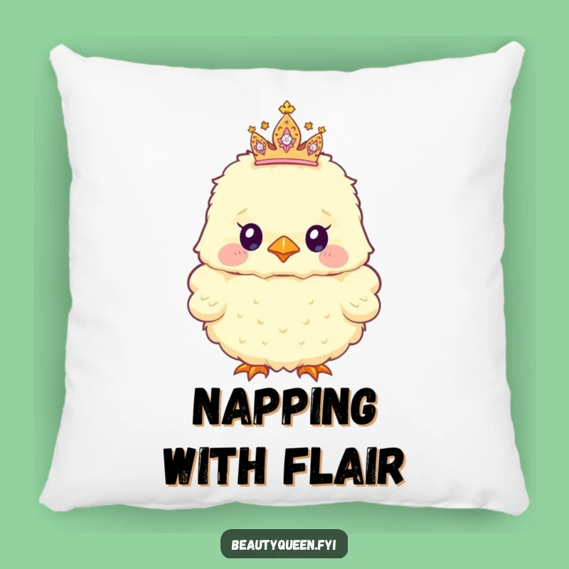 Funny Pillow: Chick with Sparkly Tiara, Cozy & Cute Accent, Funny Gift!