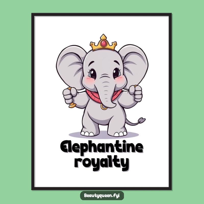 Funny Elephant Pose Digital Art Print: Regal Scepter Instant Gift for Majestic Decor