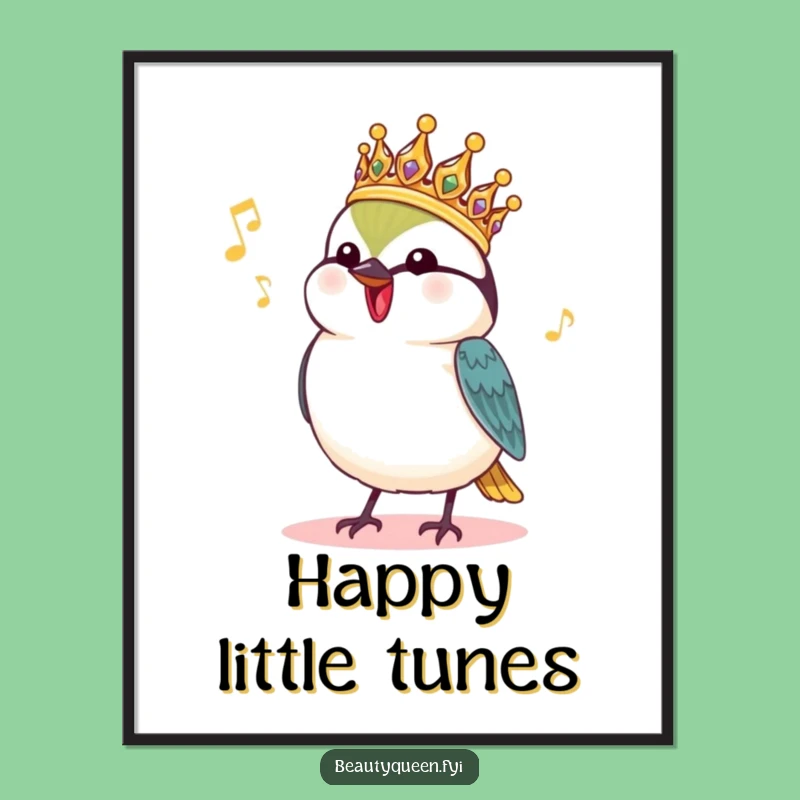 Funny Chickadee Royal Art: Singing Bird Digital Print Gift