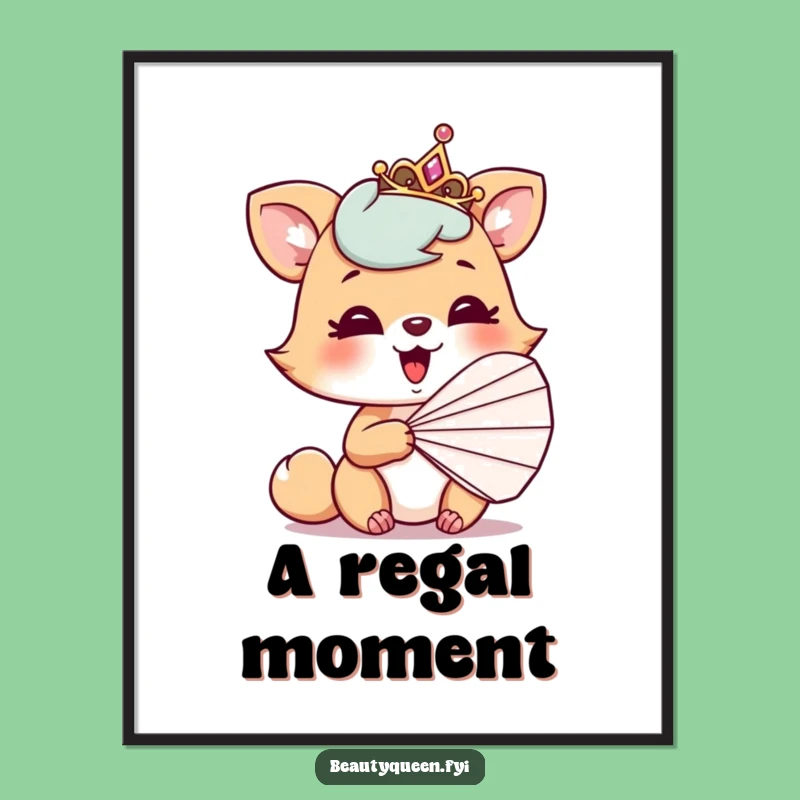 Funny Digital Art: Playful animal tiara fan giggles, printable humor for your walls
