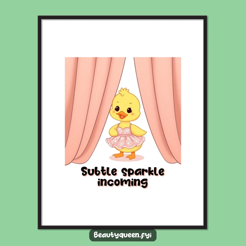 Funny Duckling Shimmer Dress Print: Whimsical Peek Digital Art Funny Gift!