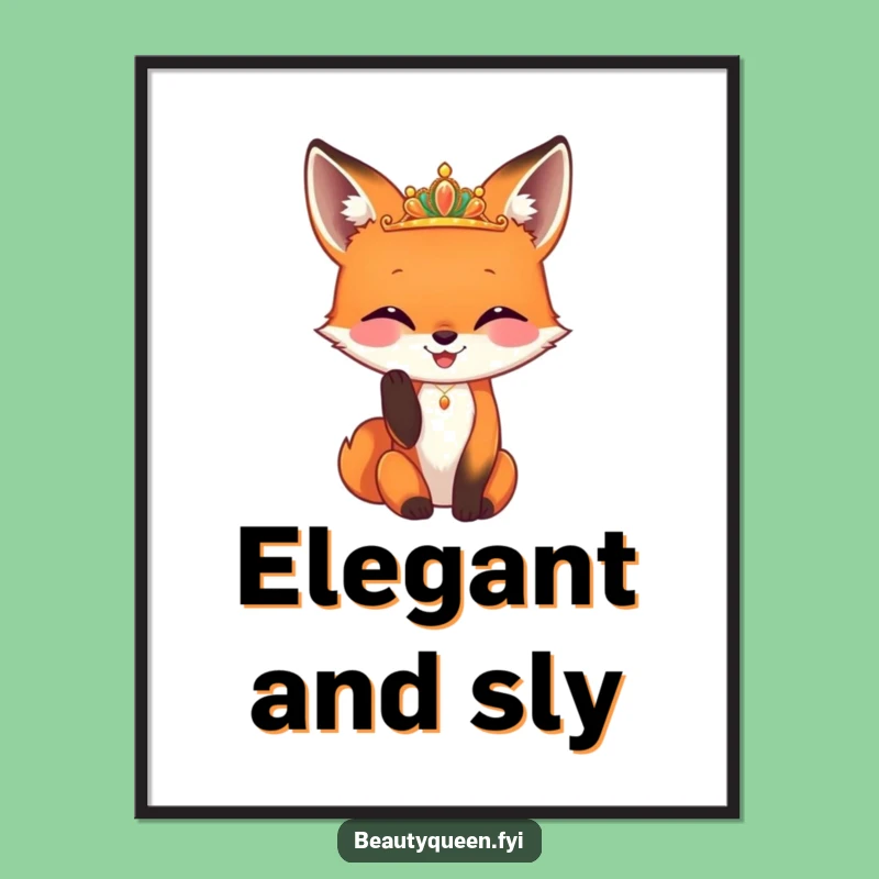 Funny Fox Diadem Digital Art: Chic & Clever Fox Decor Funny Gift