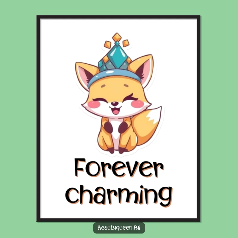 Funny Fox Digital Art Print: Bejeweled Wink for Instant Charm