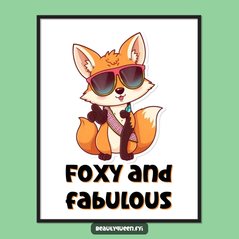 Funny Fox Sunglasses Digital Art - Sassy Animal Download - Instant Humorous Gift