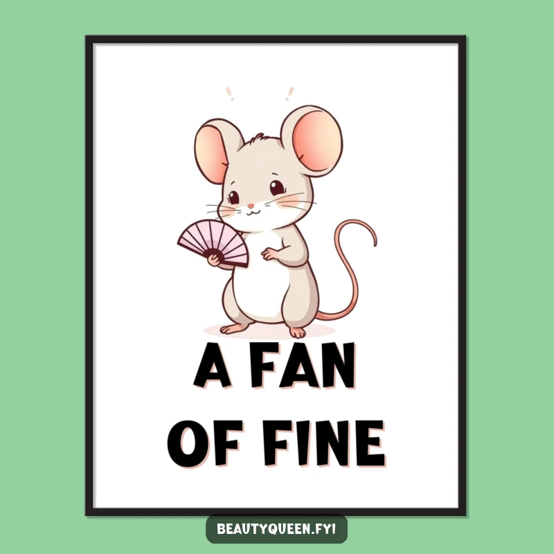 Funny Mouse Wave Digital Art Print: Regal Fan Instant Gift for Elegant Decor