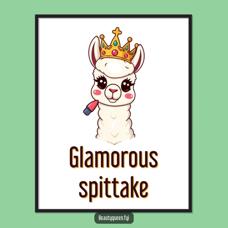 Funny Llama Queen Art: Sassy Royal Lipstick Digital Print Gift