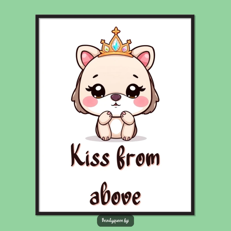 Funny Digital Art Tiara Animal Print - Cute Regal Wall Decor