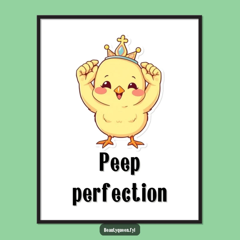 Funny Chick Tiara Art: Cheerful Royal Peep Print - Instant Gift