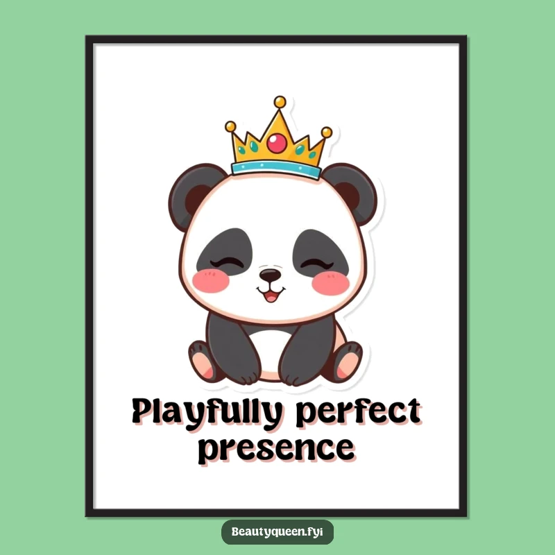 Funny Panda Tiara Digital Art - Winking Bear Download - Instant Humorous Gift