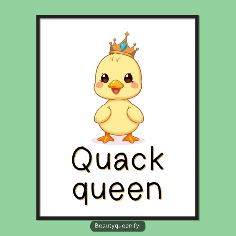 Funny Duckling Tiara Art: Beaming Duckling Print - Instant Gift