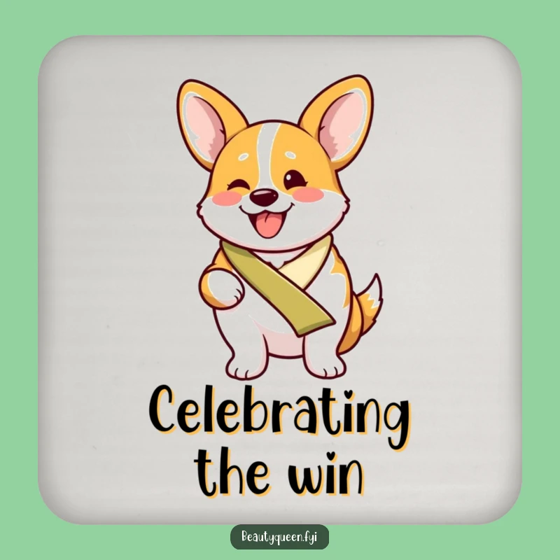 Funny Proud Corgi Coaster Set: Excited Sash Corgi Table Protector, Perfect Gift!