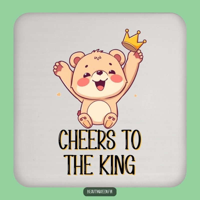 Funny Bear Cub Crown Coaster: Protect Surfaces with Kingly Joy Funny Gift