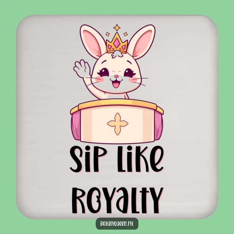 Funny Bunny Royal Coaster: Sparkly Protection, Perfect Funny Gift