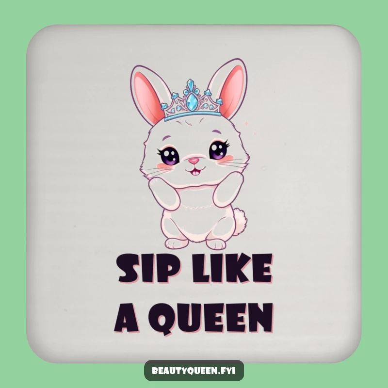 Funny Bunny Tiara Coaster: Protect Surfaces with Sparkly Rabbit Charm Funny Gift