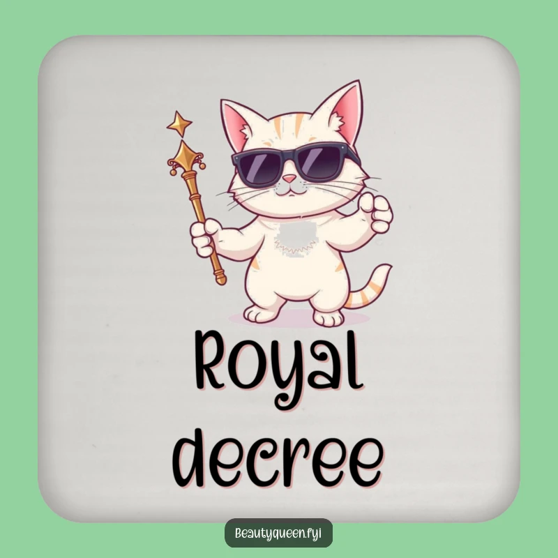 Funny Cat Coaster Set: Cool Sunglasses Regal Drink Protection