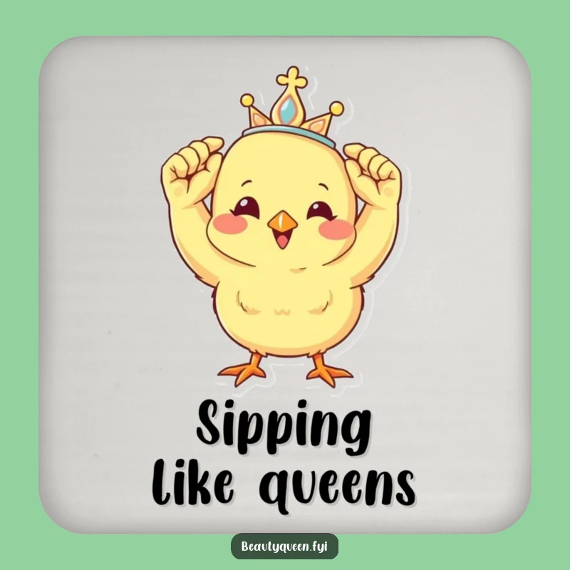 Funny Chick Tiara Coaster: Cheerful Royal Drink Protection - Housewarming Gift